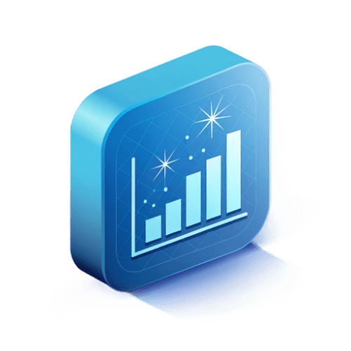 AI data and analytics tools icon - chart with sparkles showing data insights and analysis