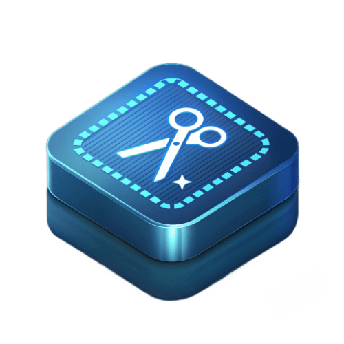 Video editing tools icon - timeline with scissors showing automated editing and smart cuts