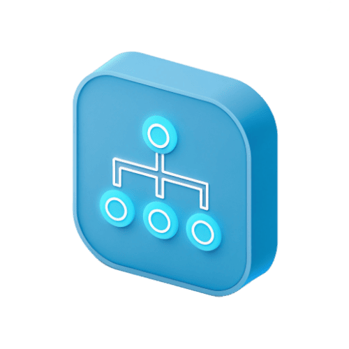 Marketing automation tools icon - workflow nodes with sparkles showing campaign automation