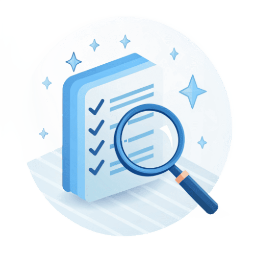 SEO tools icon - magnifying glass with sparkles showing search optimization